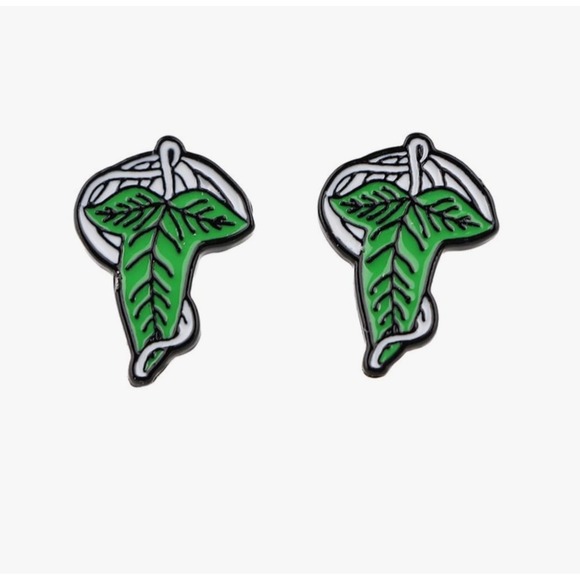 Jewelry - Leaf Enamel Stud Earrings with Marble Gift Box, Nature Inspired‎ Jewelry